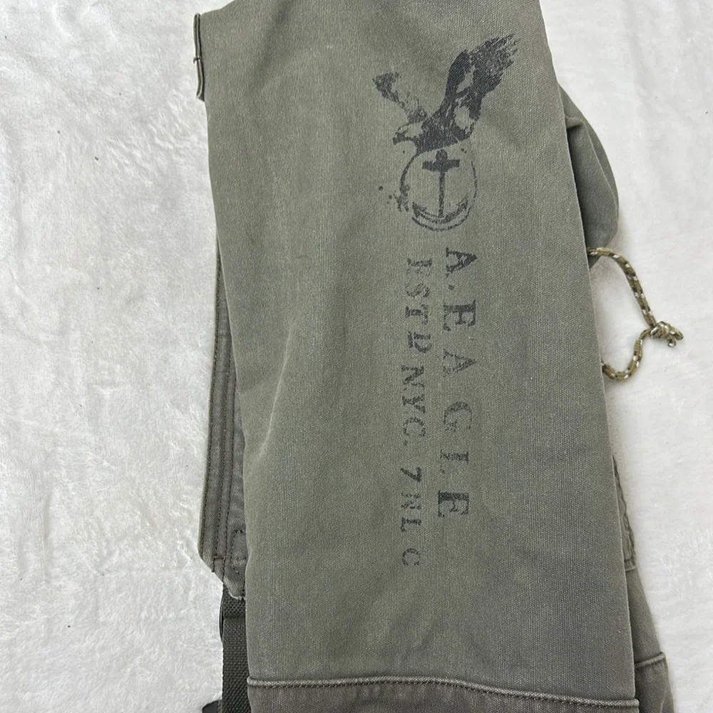 Green Canvas Duffel Bag with Drawstring Closure